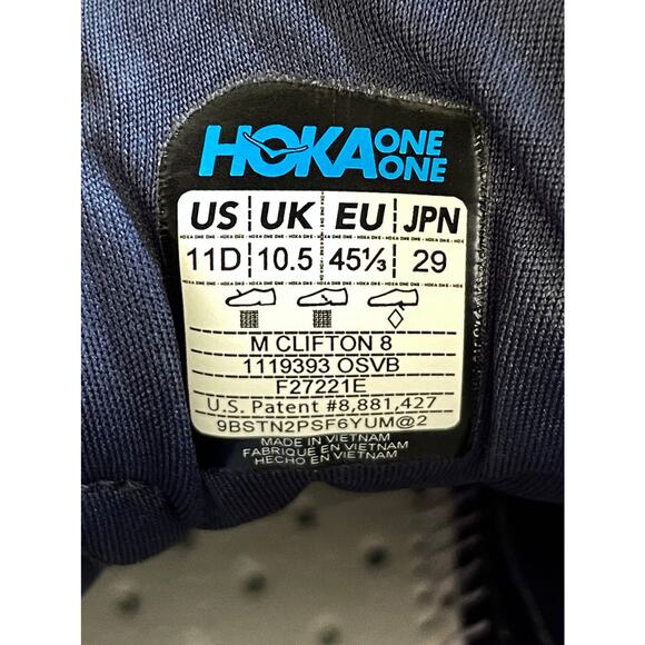 Hoka One One Clifton 8 Running Sneakers Blue Outer Space Men’s 11 D *NO INSOLES - Picture 14 of 14